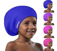 AMFUN Kids Swimming Cap,Silicone Swim Cap, Waterproof Anti Slip Stretchable Ear Protection, Odour Free Chlorine Resistant Comfort Fit for Pool Beach Swimming
