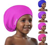 AMFUN Kids Swimming Cap,Silicone Swim Cap, Waterproof Anti Slip Stretchable Ear Protection, Odour Free Chlorine Resistant Comfort Fit for Pool Beach Swimming