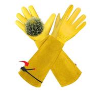 AMFUN Leather Gardening Gloves for Women/Men, Leathers Working Glovesing Work, Long Gardens Gloveing,Thorn Proof Cowhide, Utility Heavy Duty Garden Gloved for Brambles, Rose Pruning & Outdoor Work-S