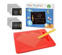 AMFUN Magnetic Steel Ball Drawing Board with Pen, Magnetic Drawing Boards For Kids, Magnetic Doodle Board Tablet, Educational Toy for Children's Drawing, Doodling and Writing (Red)