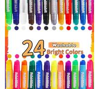 AMFUN Paint Sticks,24 Pack Washable Tempera Paint Sticks-Quick Drying, No Mess, Non-Toxic, Colors Assorted,Twist Up & Down, Easy-to-Use& Clean Up, Kids Paint Pens for for Arts and Crafts Project