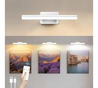 AMFUN Picture Lights for Wall, Wireless Picture Lights with Remote, 3 Color Temperatures Cordless Dart Board Light, Dimmable/Timer, for Painting, Bedroom, Living Room (White)