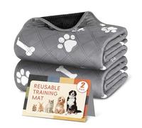 AMFUN Puppy Pads Washable, 2 Pack Non-slip and Leak-Proof Pee Mat, Absorbent Reusable Dog Pads, Fast Drying Training Pads for Car, Home, Travel (80 X 90 cm)