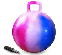 AMFUN Space Hopper,22 Inches Hopper Ball for Kids Age 3-12,Jumping Ball with Handle,Inflatable Hopper Ball with Pump for Boys Girls Age 3 and up Outdoor Garden Game(Pink Blue)