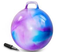 AMFUN Space Hopper,22 Inches Hopper Ball for Kids Age 3-12,Jumping Ball with Handle,Inflatable Hopper Ball with Pump for Boys Girls Age 3 and up Outdoor Garden Game (Blue Purple)