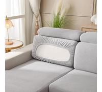 AMFUN Stretch Sofa Seat Cushion Cover, Non-Slip Couch Cushion Covers with 2 Straps,Caravan Seat Cover Stretch,Replacement for Individual Cushion Furniture Protector(Gray, W 55-85 cm, D 25-45 cm)