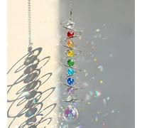 AMFUN Sun Catchers for Windows, Crystal Rainbow Suncatcher, Colorful Hanging Sun catcher with Double-Spiral, Glass Crystals for Indoor Outdoor Decoration, 17.7 inch