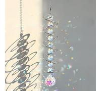 AMFUN Sun Catchers for Windows, Crystal Rainbow Suncatcher, Colorful Hanging Sun catcher with Double-Spiral, Glass Crystals for Indoor Outdoor Decoration, 17.7 inch