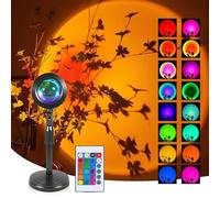 AMFUN Sunset Lamp Projection-16 Colour | RGB Sunset Light with Remote|USB Port|360° Rotating Romantic Vision Mood Light Suitable for Photography, Selfie, Living Room