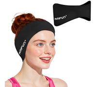 AMFUN Swimming Headband for Kids Adults, Adjustable Neoprene Ear Cover, Waterproof Keep Dry Hold Earplugs, Comfortable Headband for Swimming Surfing Kayaking, L,Black