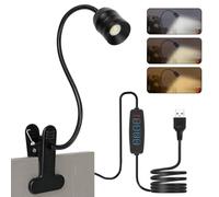 AMFUN USB LED Desk Lamp Clip On Light,3 Light Mode 10 Dimmable Brightness Levels Eye Caring Book Light,Clamp Bedside Lamp,Adjustable Beam Angle 15°-80°,Clip on Reading Light for Studying Working