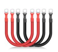 Amfuujoy 4PCS 2 AWG Battery Cables, 30CM/12 Inch 2 Gauge Pure Copper Power Battery Inverter Cables Wire Set, with Both Ends 3/8" Lugs Terminals, for Car Marine Truck RV Solar (1FT)