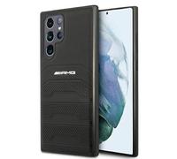 AMG AMHCS22LGSEBK Case for S22 Ultra S908 Black Leather Debossed Lines