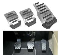 AMGASMG Car Pedal Pads Non Slip Kit for Peugeot 108 - Aluminium Alloy Sports Pedal Cover - Foot Treadle Manual/Automatic - Gas/Brake/Clutch Foot Rest Set, Manual Transmission-Silver