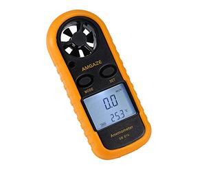 Amgaze Digital Anemometer LCD Wind Speed Gauge Handheld Air Flow Velocity Measurement Thermometer Device for RC Drones Helicopter Windsurfing Kite Flying Sailing Surfing Fishing (Battery Included)