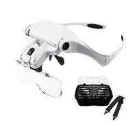 Amgei Adjustable magnifying glass Wearable magnifying glass Magnifying glass with Head-mounted magnifying glass Headband magnifier Reading magnifying glass 9892B2 Magnifying Glass for Reading with