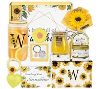 Amgkonp 12pcs Personalized Gifts for Women,Sunflower Initial Glass Cup,Sunshine Get Well Soon for Teacher,Mom,Her,Sister,Birthday Gifts for Women-W