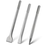AMGSH 3-Piece Heavy-Duty 12" Rotary Hammer Drill Chisel Bit, Heavy-Duty Chisel Bit Set, Point, Flat & Scaling Chisels, Fits 18mm Groove Rotary Hammers, ideal for Concrete, Brick, Stone