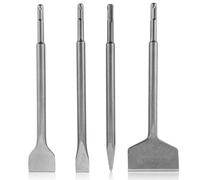 AMGSH 4-Piece Chisel Bit Set for Rotary Hammer Drills - Compatible with Most Plus-Type Systems, Alloy Steel Tile Removal & Demolition Tool Kit