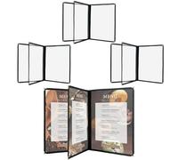 AMGSH Menu Covers 8.5 x 11 Inch, Clear View Menu Holder Transparent Menu Sleeve,Fits A4 Size Paper for Kitchen, Restaurant Supplies, Wine Menu Morning Menu Homeschool (4 Pack, 3 Page 6 View)