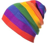 AMH - Toddler Kids Rainbow Winter Warm Beanie Hat - Magic Gloves - Colorful Stripe Knitted Soft Cosy Cap Gloves Gift Set for Boys Girls Age 3 to 6 Years (Rainbow Hat Only)