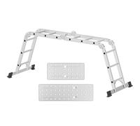 AMHANCIBLE Ladder, Multi-Purpose Folding Ladder, Aluminium Household Ladder With Two Safety Platforms, 4 x 3 Steps, 6-in-1, 340 cm Long, Support up to 150 kg, TÜV/GS certified, Silver UEBAL01SV