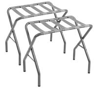 AMHANCIBLE Luggage Rack, Foldable Suitcase Stands Set of 2, Metal Luggage Holder for Guest Room, Bedroom, Hotel, Holds up to 110 lb, Easy Assemble, Grey,HLR01GY