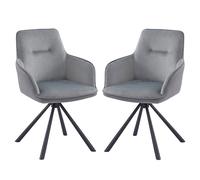 amherst grey velvet swivel dining chairs with black legs in pair