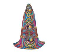 AMHMNZDXH Abstract Mushroom Colorful Mandala Print Hooded Cape For Teenagers For Halloween, Cosplay, Party, Dance
