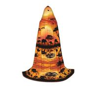 AMHMNZDXH African Animal Sunset Print Hooded Cape For Teenagers For Halloween, Cosplay, Party, Dance