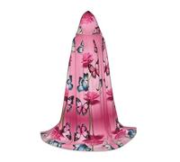 AMHMNZDXH Beautiful Butterfly Print Hooded Cape For Teenagers For Halloween, Cosplay, Party, Dance