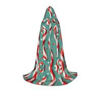 AMHMNZDXH Candy Canes Print Hooded Cape For Teenagers For Halloween, Cosplay, Party, Dance