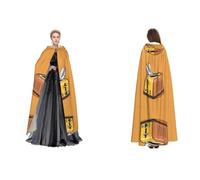 AMHMNZDXH Cute Crying Chainsaw Unisex Hooded Long Polyester Cape,Cosplay Costumes Christmas Halloween