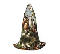 AMHMNZDXH Farm Animals Print Hooded Cape For Teenagers For Halloween, Cosplay, Party, Dance