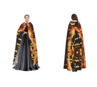 AMHMNZDXH Firefighter Fireman Flame Unisex Hooded Long Polyester Cape,Cosplay Costumes Christmas Halloween