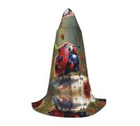 AMHMNZDXH Funny Ladybug Print Hooded Cape For Teenagers For Halloween, Cosplay, Party, Dance
