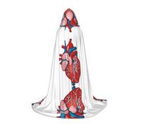 AMHMNZDXH Human Anatomy Heart Chart Print Hooded Cape For Teenagers For Halloween, Cosplay, Party, Dance