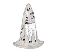 AMHMNZDXH No Drama Llama Print Hooded Cape For Teenagers For Halloween, Cosplay, Party, Dance