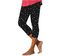 AMhomely 3/4 Leggings for Women-Floral Printed Stretch Cropped Trousers,Ladies High Waisted Boho Capri Pants,Summer Casual Elasticated Three Quarter Length Trousers,Holiday Vacation F Multicolor XL