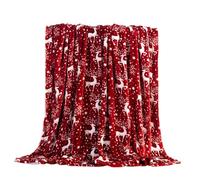 AMhomely 70x100cm Christmas Throw Blanket - Red Snowflake Soft Flannel & Fleece Blanket - Warm Plush Holiday Blanket for Sofa, Couch, Bed - Xmas Decoration & Cozy Gift (B)