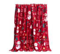 AMhomely 70x100cm Christmas Throw Blanket - Red Snowflake Soft Flannel & Fleece Blanket - Warm Plush Holiday Blanket for Sofa, Couch, Bed - Xmas Decoration & Cozy Gift (A)