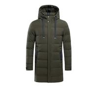 AMhomely Army Green Men Puffer Coat Longline Pea Coats Classic Down Jackets Plus Size Waterproof Windbreaker with Pockets Snap Cuff, Smart Casual Winter Warm Quilted Jacket for Mens UK XL
