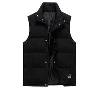 AMhomely Black Puffer Jackets for Men UK Sleeveless Down Coats, Lightweight Gilets Bodywarmer, Winter Warm Windbreaker, Winter Vest Jackets, Classic Casual Outerwear, Full Zip & Buckle Closure 4XL