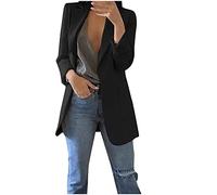 AMhomely Blazer Women UK Casual Work Jackets Plus Size Solid Long Sleeve Office Coat Cardigans Suit Jacket Tops Sale Clearance Ladies Elegant Suit, 01 Black, 5XL