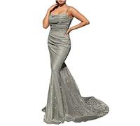 AMhomely Bodycon Dresses for Women UK Party Fishtail Evening Dresses for Women UK Sequin Fishtail Dress Evening Cocktail Dress Elegant Sexy Tunic Bouquet Going Out Grey S