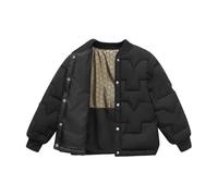 AMhomely Bomber Jacket Kids Puffer-Winter Down Coats,Button Down,Round Neck,Thermal Padded Outwear,Windproof,Bodywarmer,Quilted Jacket for 5-15 Years Teenager School Unisex A Black 14-15 Years