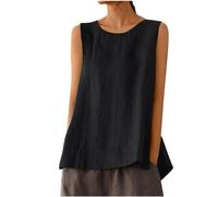 AMhomely Camisole Tops for Women Sleeveless Vest Tops Summer Camisole Tops V Neck Sleeveless T Shirts Plain Swing Vest Tank Tops Loose Casual Office Camis Tops Holiday Vacation Black L