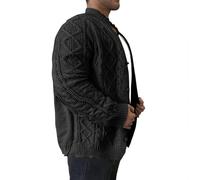 AMhomely Cardigan for Men UK Cable Chunky Knitted Jacket Button Down Jacket Solid Stand Collar Cardigan Warm Winter ool Knitted Sweater Cardigan Outwear Knitwear Pullover Sweaters for Men Black 3XL