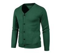 AMhomely Cardigans for Men UK Knitted Sweater UK Men's Elegant Solid Color Cardigan Pocket Button Knit Sweater Jacket Sweatshirts Lightweight Jackets Green