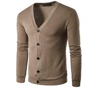 AMhomely Cardigans for Men UK Knitted Sweater UK Men's Youth Casual Color V-Neck Long Sleeve Sweater Sweatshirts Lightweight Jackets Coffee